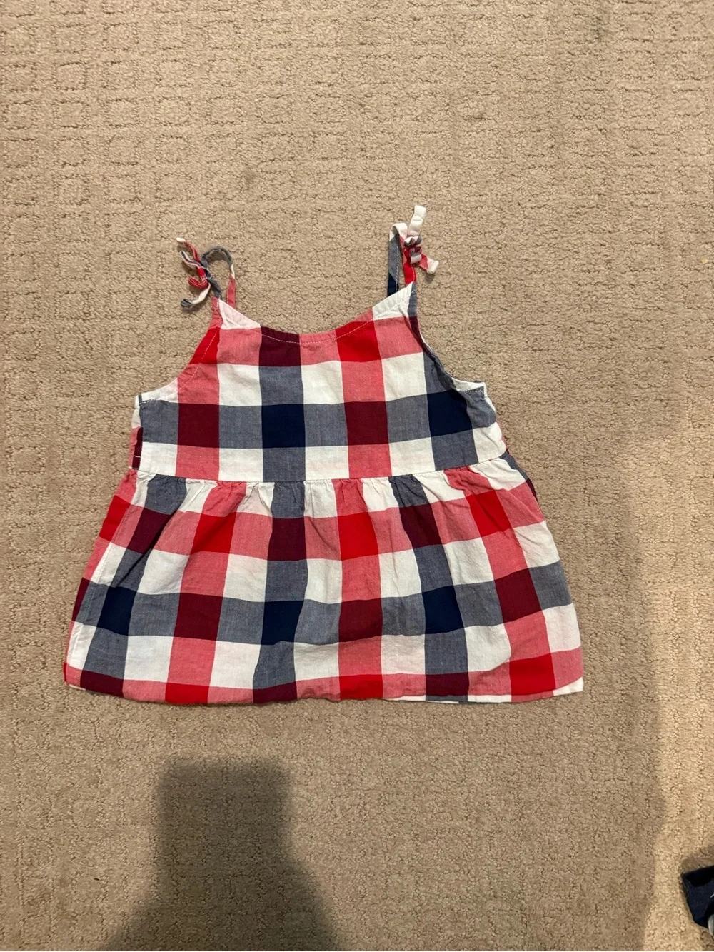 2 toddler tanks: plaid Oshkosh, star Carters
